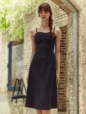 레티켓 스튜디오(LETQ STUDIO) 코르셋 린넨 드레스, 블랙