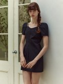 레티켓 스튜디오(LETQ STUDIO) 미니 페이퍼 스트랩 드레스, 블랙