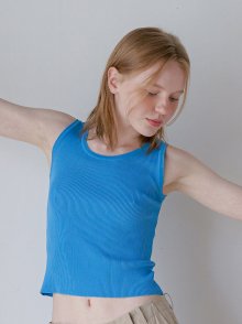 essential slim knit sleeveless - blue