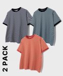 아워스코프(OURSCOPE) [2PACK] Velour Rib Stripe T-Shirts : 3 Color