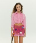 미드나잇서커스(MIDNIGHT CIRCUS) 핑크 라미 프릴 셔츠