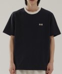 콘센트12(CONCENT12) 컬러 매칭 하프 티셔츠 네이비 아이보리