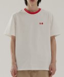 콘센트12(CONCENT12) 컬러 매칭 하프 티셔츠 아이보리 레드