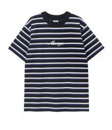 ALWAYS EMBROIDERED STRIPE T-SHIRT(BLACK)