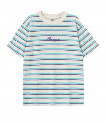 ALWAYS EMBROIDERED STRIPE T-SHIRT(IVORY)