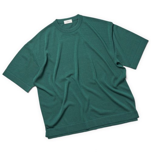 Casual Linen like short sleeve round knit Green