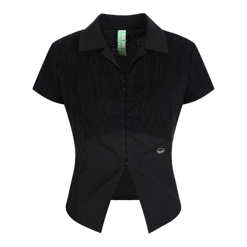 WRINKLE HOOK BLOUSE BLACK BP2CB001