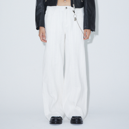 DAMAGE CUTTING DENIM PANTS WHITE BP2DP003