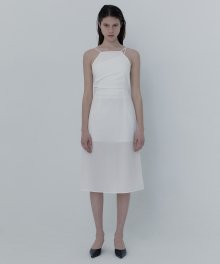 LAYERED HALTER NECK DRESS [WHITE]