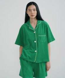 (w) Green Towel Short Pajama Set