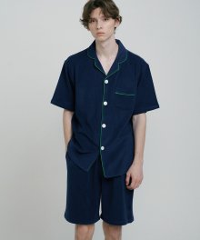(m) Navy Towel Short Pajama Set