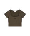 Square Neck Crop T-shirt - Brown