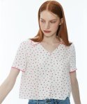 무디디(MUDIDI) Flower v-neck blouse 002 White
