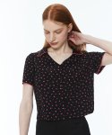 무디디(MUDIDI) Flower v-neck blouse 002 Black