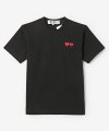 남성 레드 더블하트 와펜 반소매 티셔츠 - 블랙 / P1T2261 (AZT2260511)