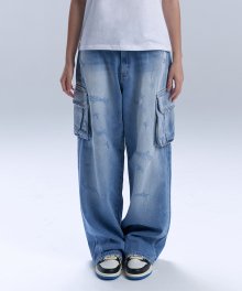 Damage Cargo Jeans - Blue