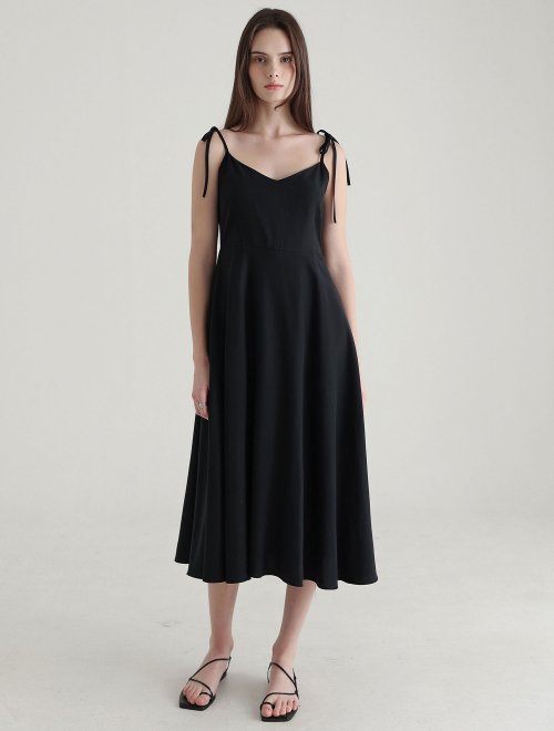 리사이클 나일론 타이 숄더 드레스(BLACK)