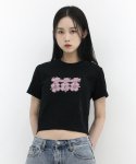 수이봄(SUIBOM) 캐칭 아이 크롭 티셔츠 - 블랙