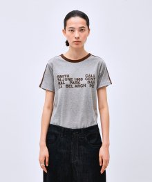 W 아카이브 프린트 티셔츠 010 멜란지그레이 사인보드