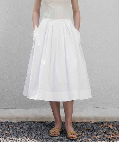 MUSINSA | SOCII Volume Pleats Skirt - White