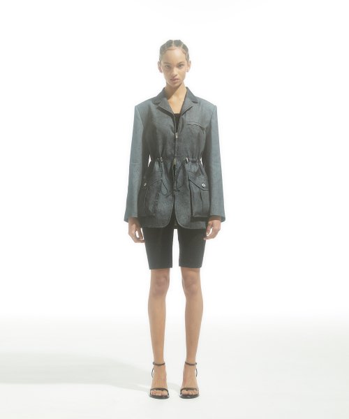LINEN BLEND DENIM JACKET BLACK