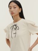 비먼(VIMUN) 스트링 퍼프 소매 티셔츠_아이보리