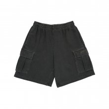 MIDDLE AGE LOGO PIGMENT WASHING CARGO SHORT PANTS CHARCOAL