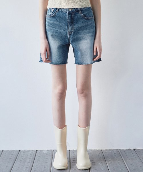 CUTTING деним HALF PANTS_BLUE