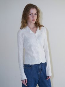 cable collar cardigan - ivory