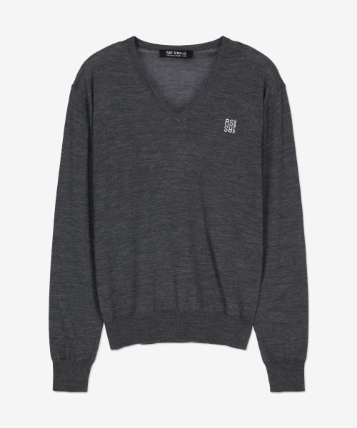 MUSINSA | ラフ シモンズ Men's V-neck knit - Gray / 231822A520030080