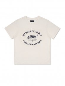 우먼즈 퍼피 로고 싱글 저지 반소매 티셔츠 크림네이비(FCD2TS520W)