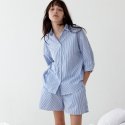 코즈넉(KOZNOK) 코지 스트라이프 여성 잠옷 세트 블루