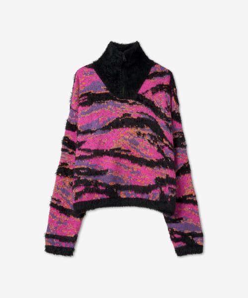 Jacquard Knit Tiger Sweater in Pink Rave Camo – SVRN