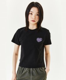 WOMENS SMALL HEART GONZ CROPPED T-SHIRT - BLACK