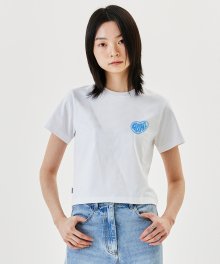 WOMENS SMALL HEART GONZ CROPPED T-SHIRT - WHITE
