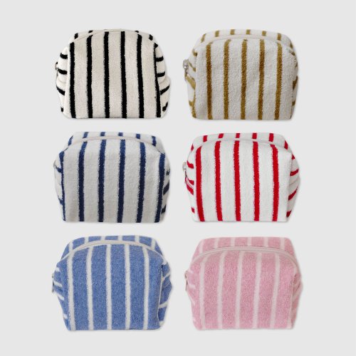 Stripe terry pouch S+L SET (6colors)