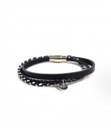 BAT306 [surgical steel]Layered rope leather Bracelet