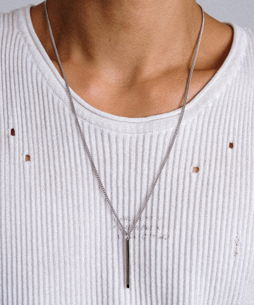 스칼렛또블랙() BAT202 [surgical steel]Simple square bar Necklace 상품 이미지