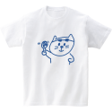 어썸어스(AWESOMEUS) (23SS)SMILE CAT WITH A HAND FAN BLUE 반팔 티셔츠 화이트