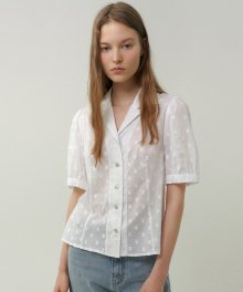 cotton dot puff blouse (white)