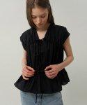 블랭크03(BLANK03) cotton shirring blouse (black)