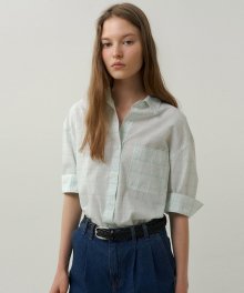 boxy cotton pocket shirt [Italian fabric] (green check)