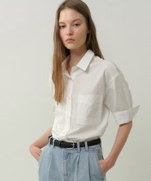 boxy cotton pocket shirt (white)