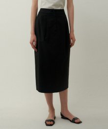 cotton tuck skirt (black)