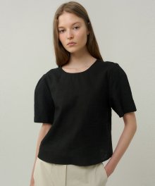 linen cross blouse (black)