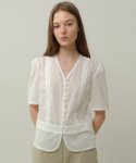 블랭크03(BLANK03) cotton lace button blouse (white)