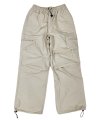 Nylon zip-up pocket parachute pants Beige
