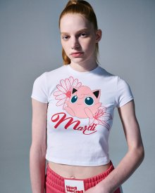 CROPPED TSHIRT FLOWER PURIN_WHITE
