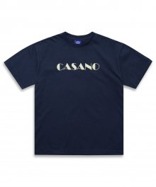 [UNISEX] CASANO 엠보싱 자수 반팔 티셔츠 네이비