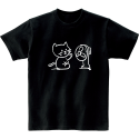 어썸어스(AWESOMEUS) (23SS)SMILE CAT AND FAN WHITE 반팔 티셔츠 블랙